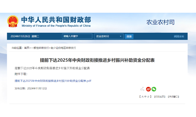 1593億元！財(cái)政部提前下達(dá)2025年鄉(xiāng)村振興補(bǔ)助資金，15個(gè)申報(bào)重點(diǎn)匯總